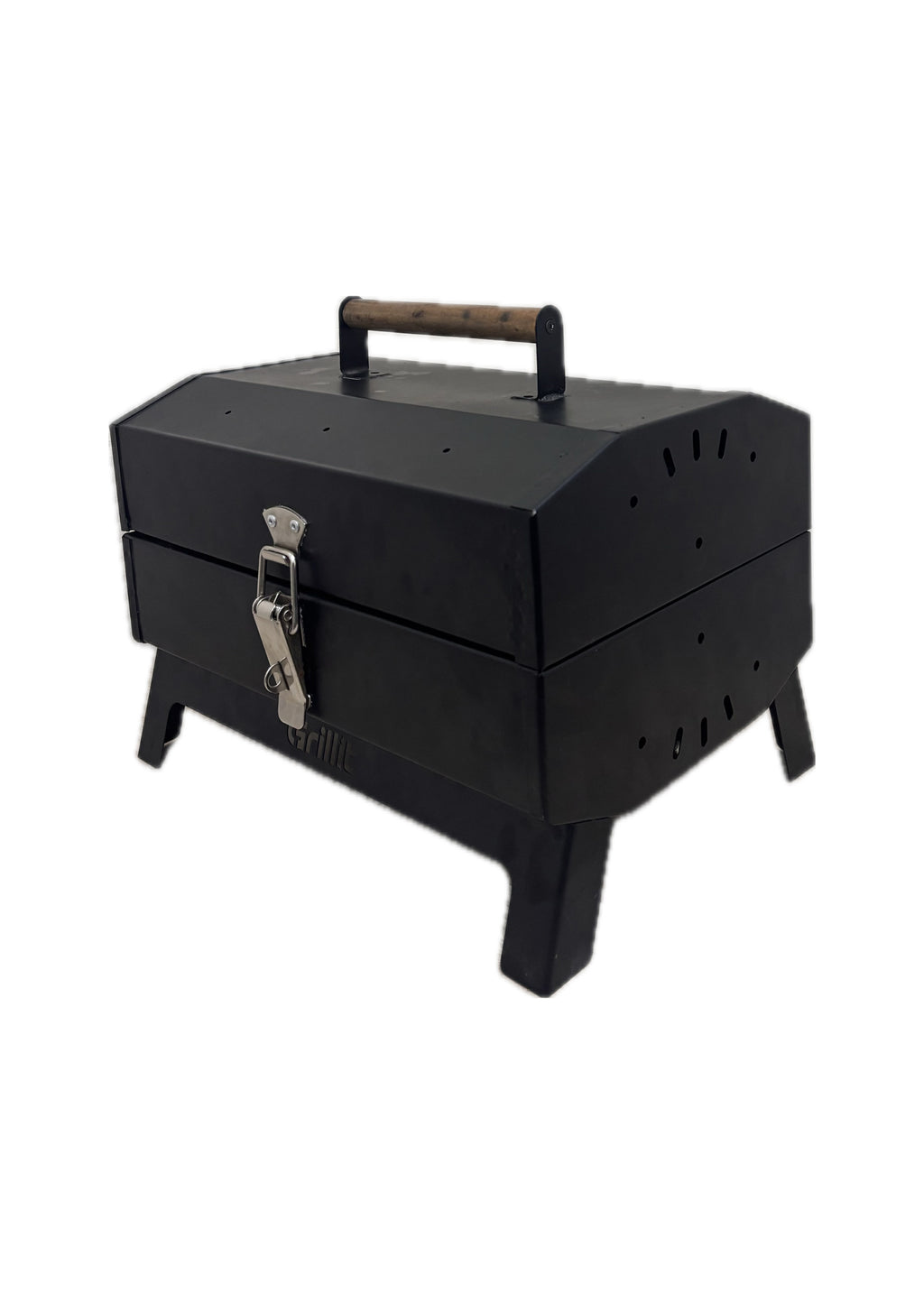 Foldable Grillit Double Barrel charcoal grill compact for storage and travel