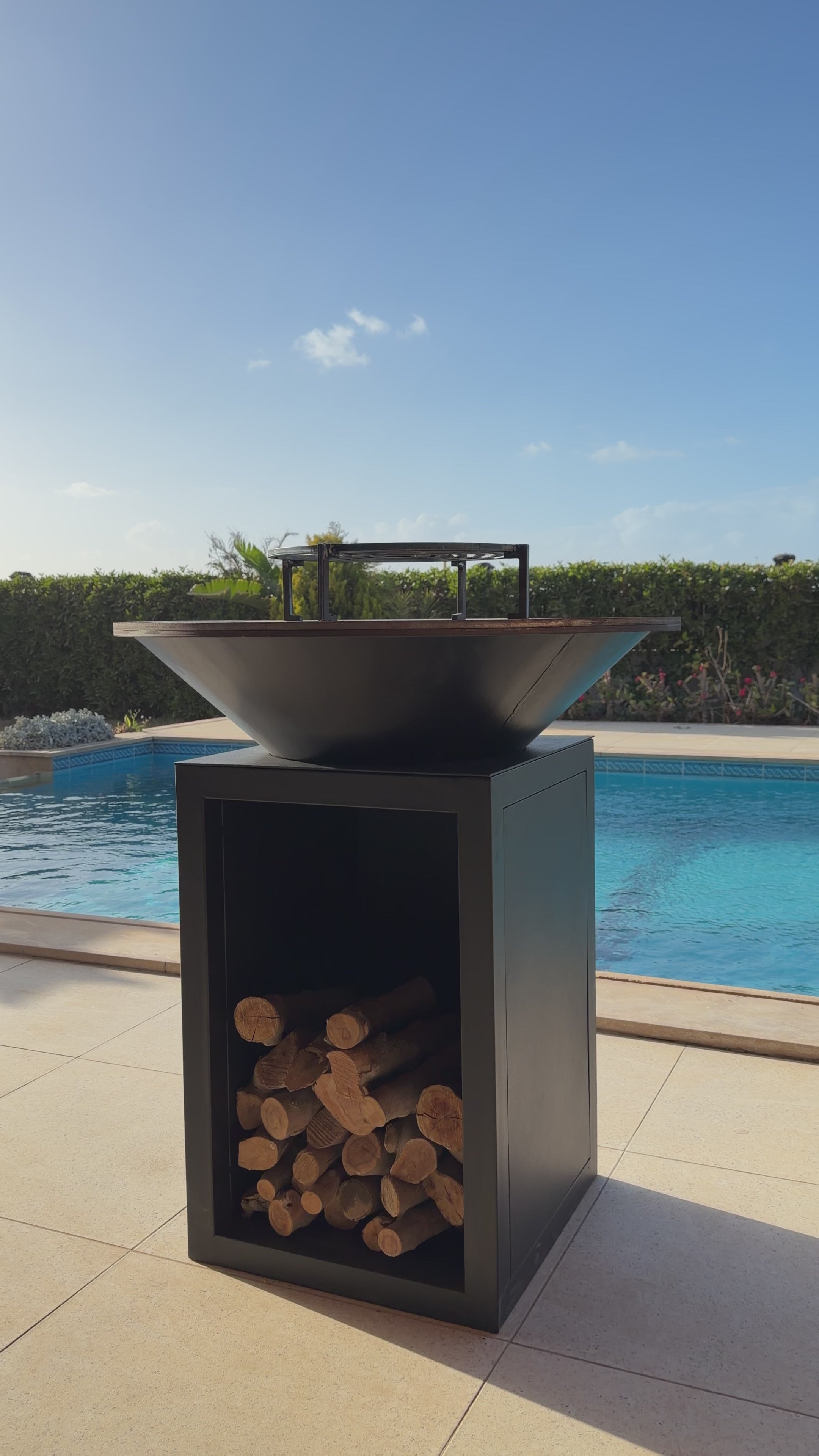 Grillit ARK 80 outdoor grill base with built in storage for firewood